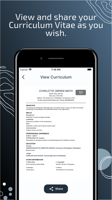 Quick & Easy Curriculum Resume Screenshot