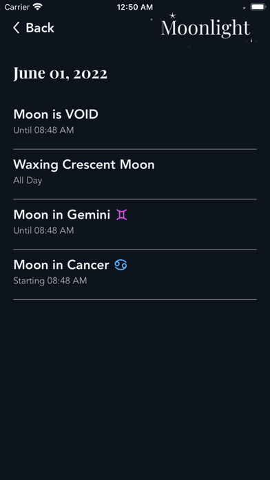 Moonlight Phases, Susan Miller Screenshot