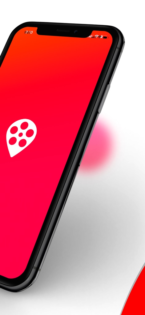 IPTV Pro Play List M3U - The app's distinctive red and white pin-shaped icon with a film reel motif is prominently displayed on the device, reinforcing its core function.