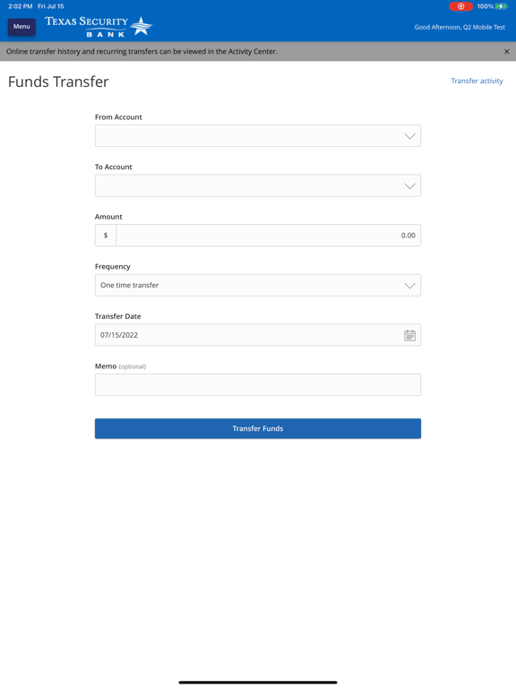 Texas Security Bank Mobile iPad screenshot 4 - Finance app