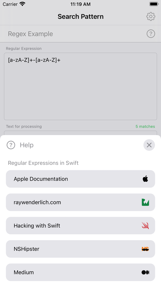 #5. Search Pattern: Regex (iOS) 由: Oleksandr Lukashuk
