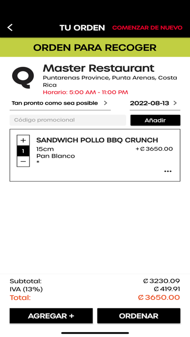 Quiznos Costa Rica Screenshot