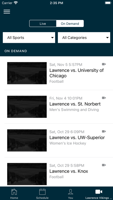 Lawrence University Athletics Screenshot