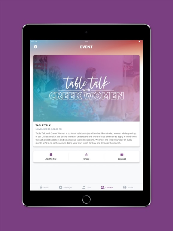 Cottonwood Creek Church iPad screenshot 5 - Lifestyle app