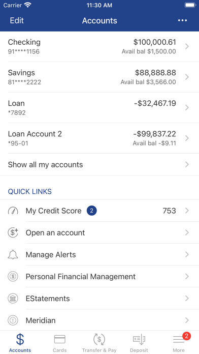Belmont Savings Bank Screenshot