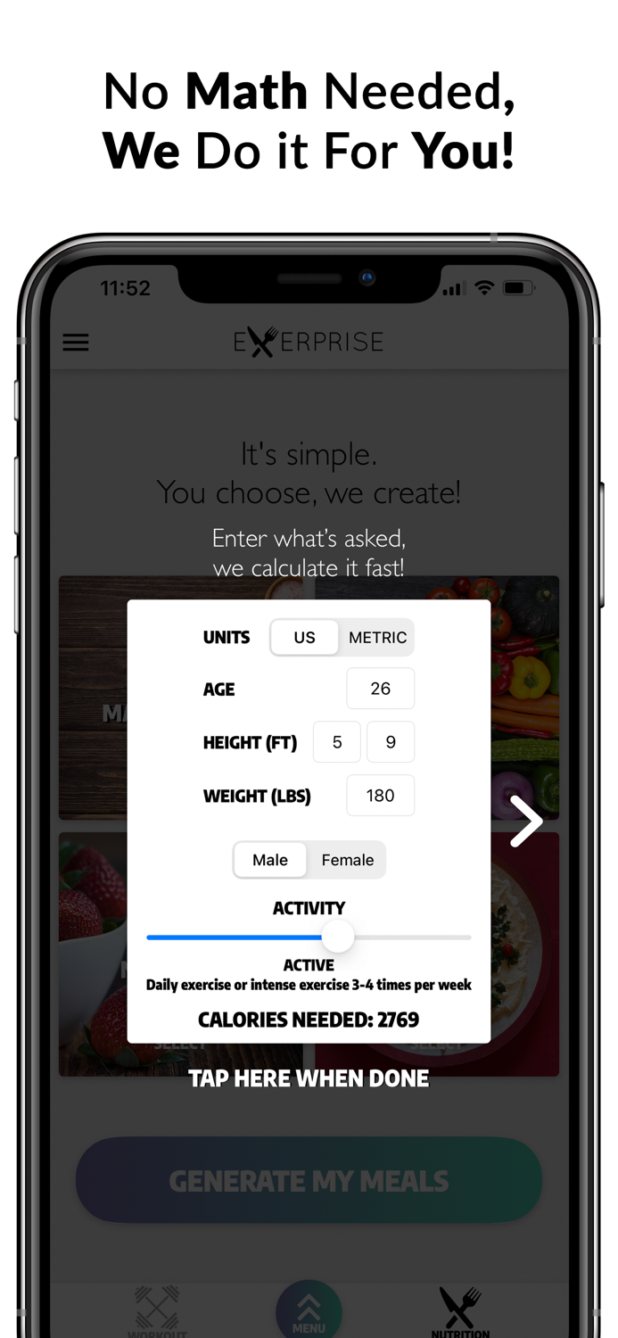 Exerprise Workout Meal Planner