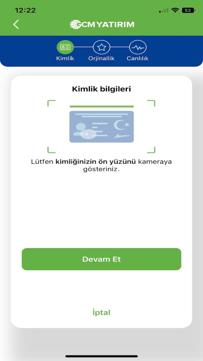 GCM Yatirim Kimlik Dogrulama