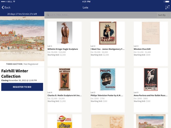 Fairhill Auction iPad screenshot 2 - Shopping app