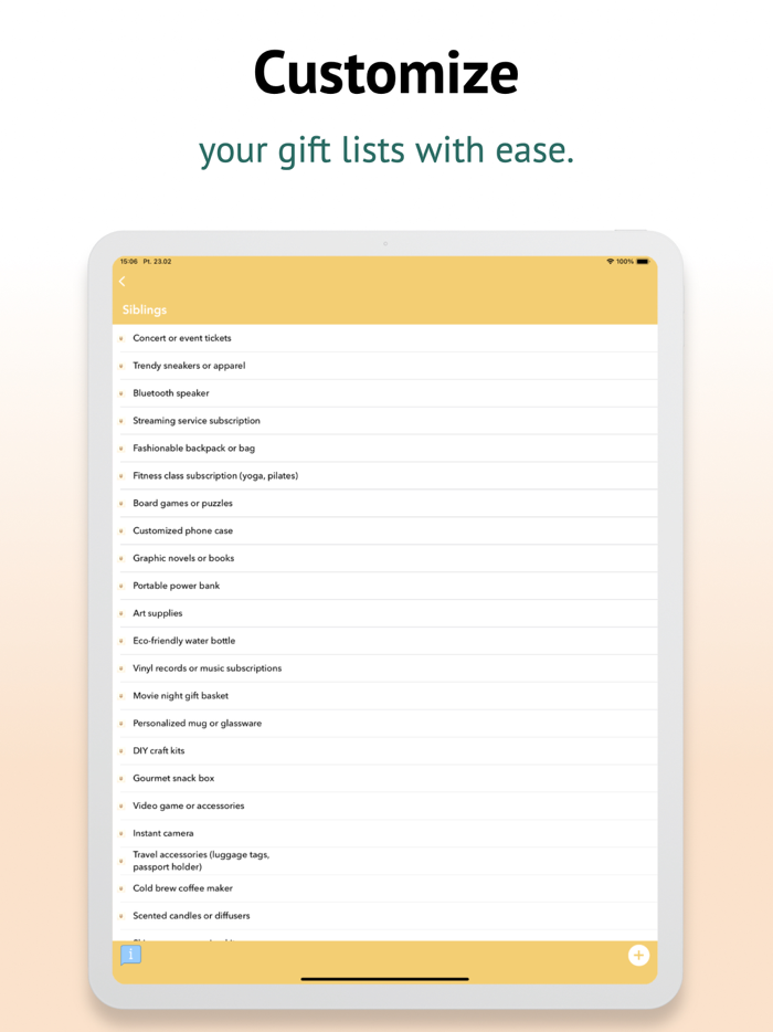 Gift Ideas Checklist