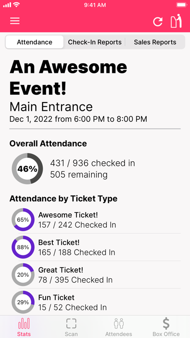 Sickening Events - Ticketing Screenshot