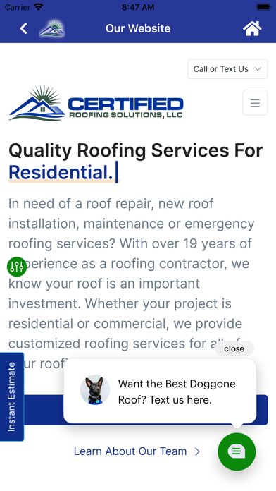 Certified Roofing Solutions Screenshot