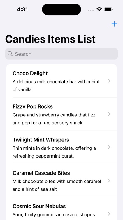 Candy Shop Items Catalog