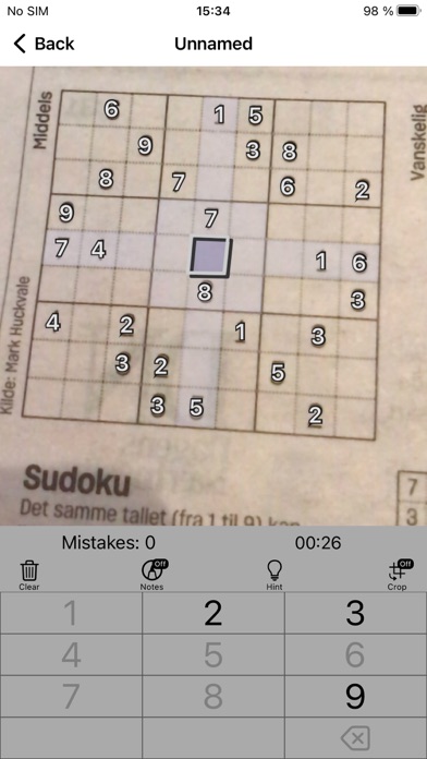 Sudoku Scanner and Solver Screenshot