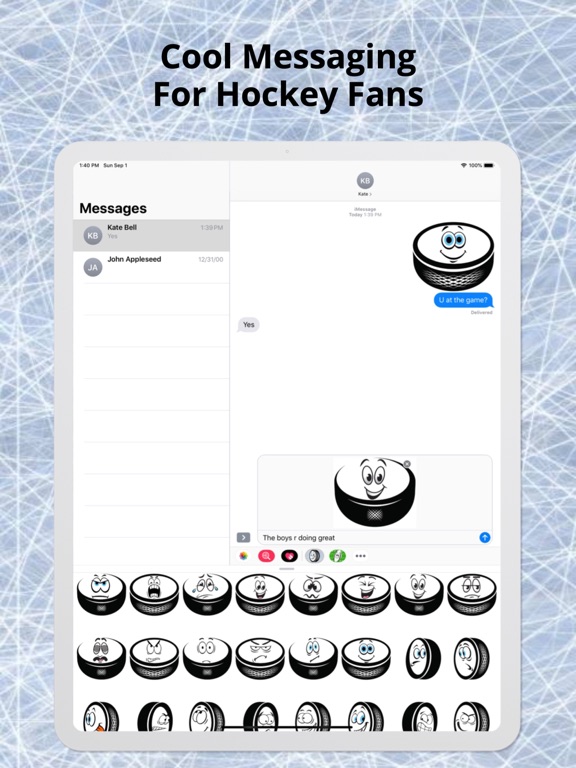 Ice Hockey Puck Emojis iPad screenshot 3 - Stickers app