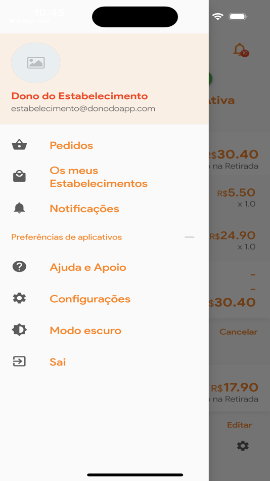#2. Easy-Get Estabelecimento (iOS) By: Carvs Sistemas e Serviços de Computação em Nuvem LTDA