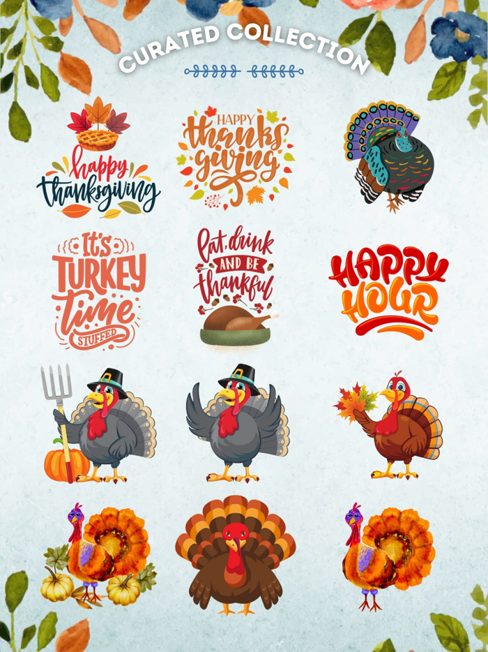 100 Thanksgiving Day Stickers