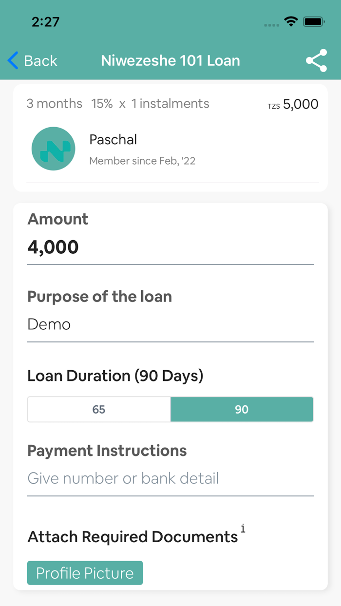 Niwezeshe - Borrow and lend P2P