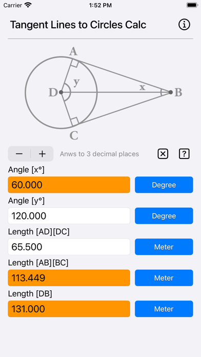 Tangent Lines to Circles Calc Screenshot