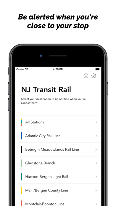 NJ Transit Destinations Screenshot