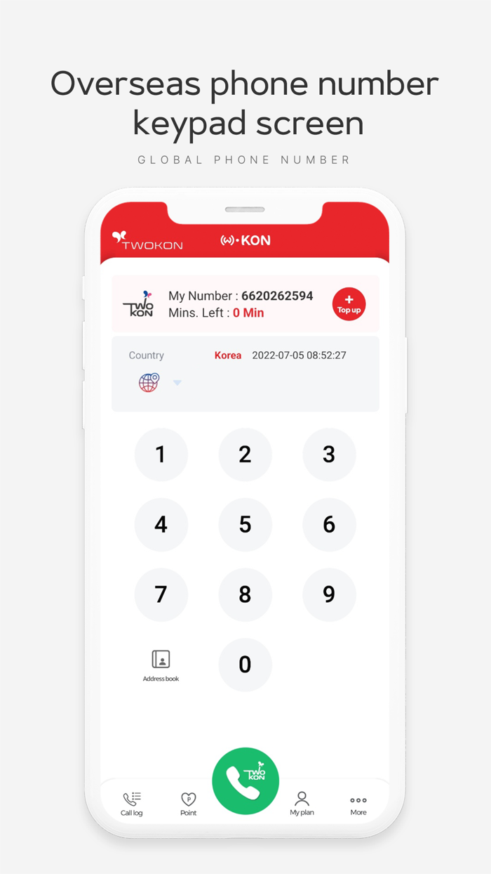 Twokon overseas phone number