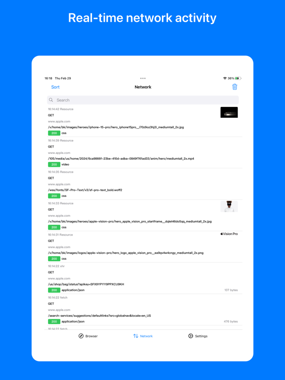 WebTraffic - Inspect network iPad screenshot 1 - Developer Tools app
