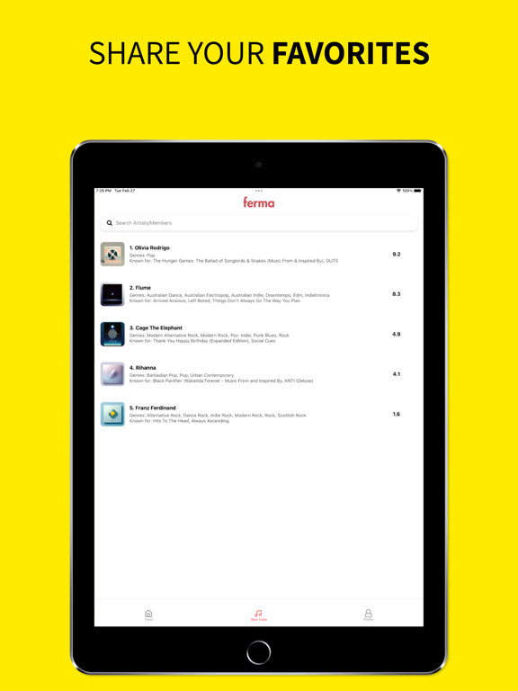 Ferma Music iPad screenshot 2 - Social Networking app