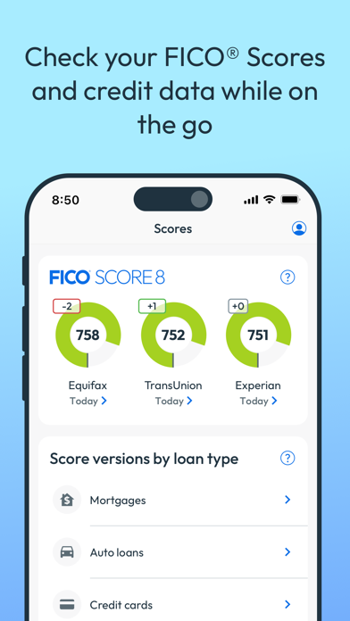 myFICO - FICO Score Monitoring Screenshot