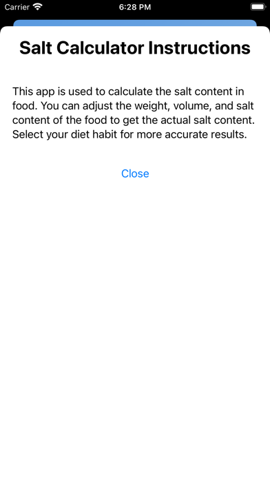 Salt In Food Calculator Screenshot