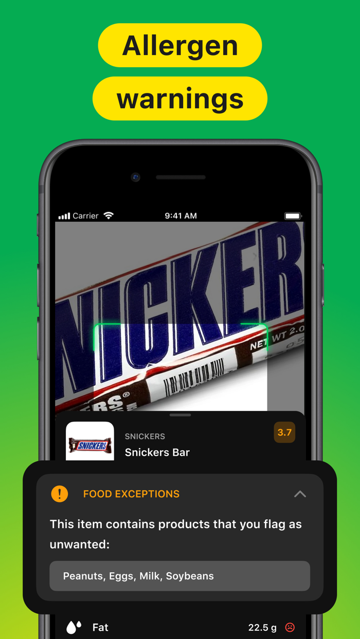 Food scanner gluten allergen