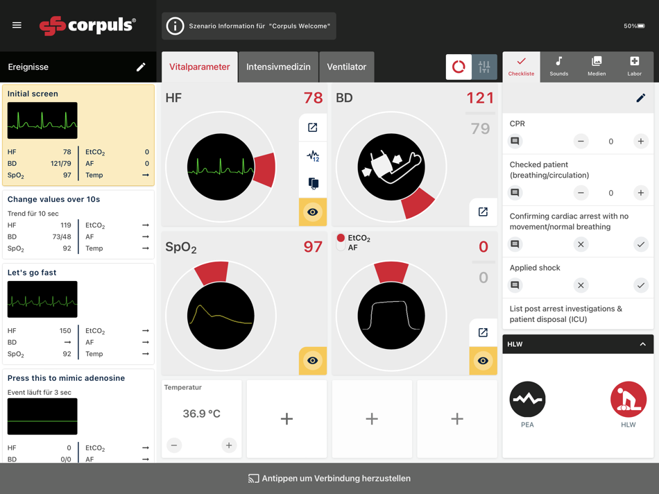 #8. corpuls simulation (iOS) Podle: corpuls GS Elektromedizinische Geräte G. Stemple GmbH