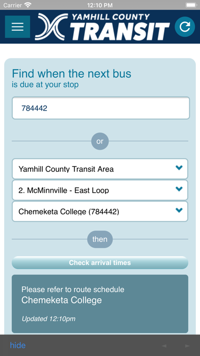 Yamhill County Transit Screenshot
