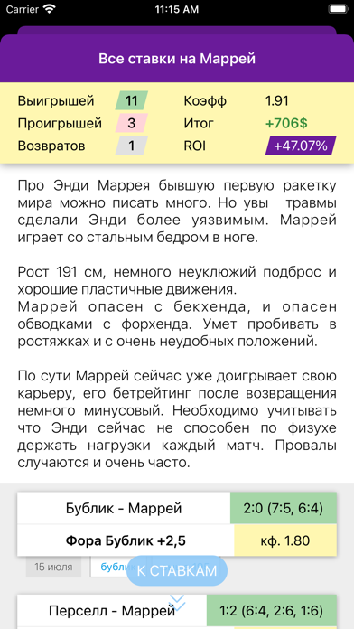 Ctavki - прогнозы на теннис! Screenshot