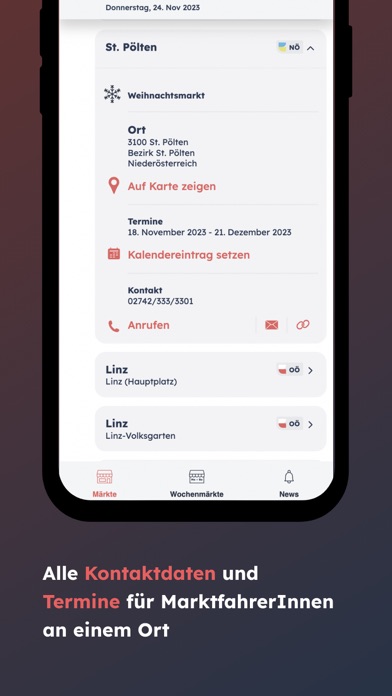 Märkteverzeichnis Österreich Screenshot
