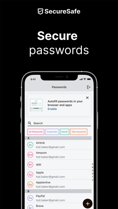 SecureSafe Password Manager Screenshot