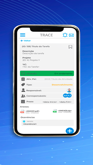 Trace Projetos e Tarefas Screenshot