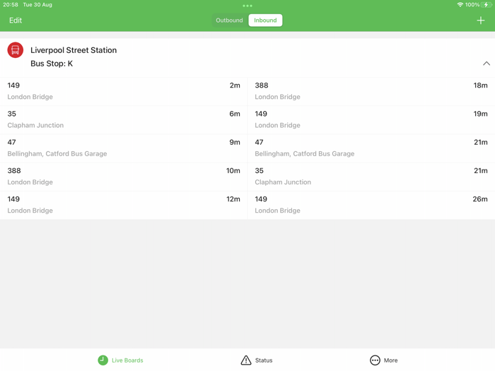 Live Boards - Train and TFL Time