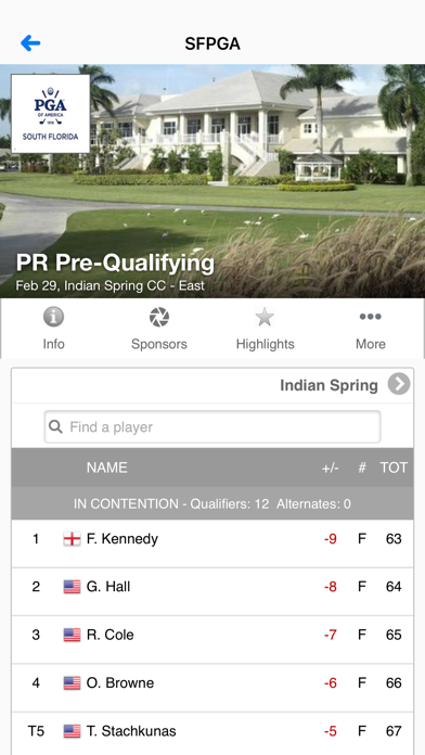 PGA South Florida Section Screenshot
