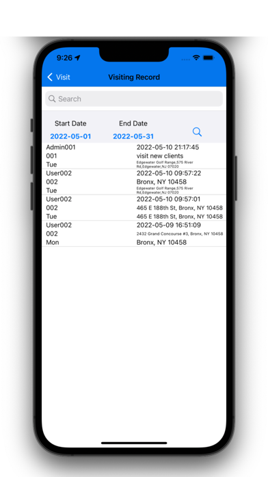 Enterprise Punch Card-Timecard Screenshot