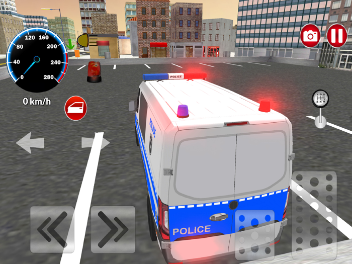 American Police Van Driving