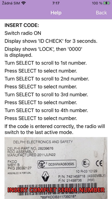 RADIO CODE for RENAULT TRUCK Screenshot