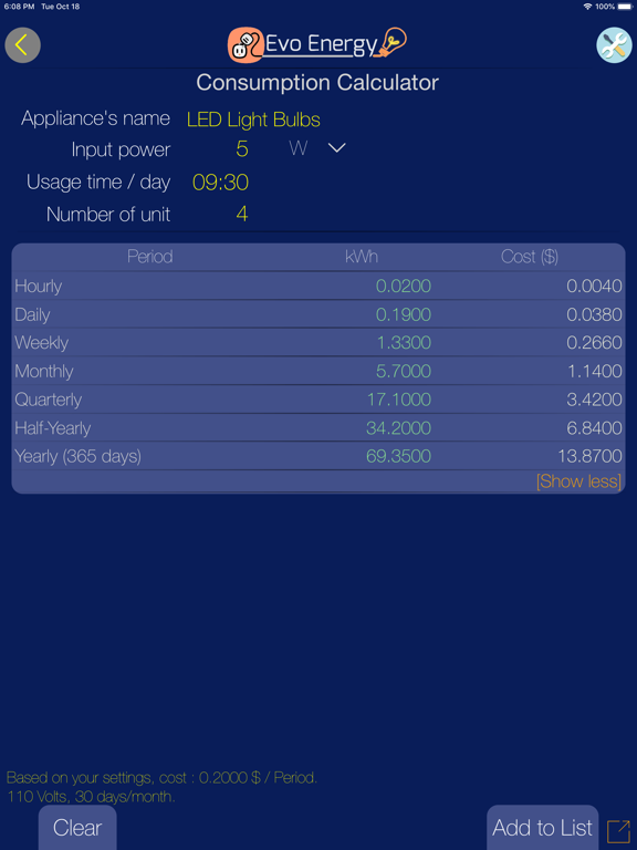 Screenshot #5 pour Evo Energy - Cost Calculator