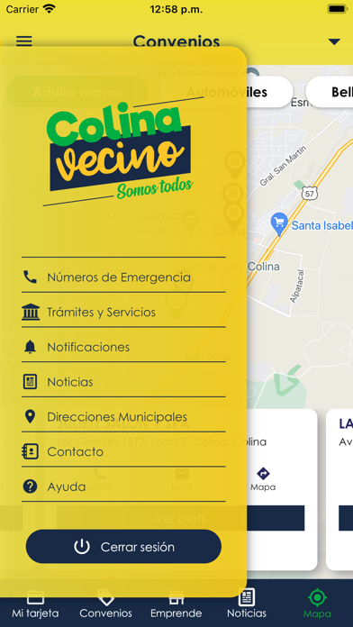 App Tarjeta Colina Vecino Screenshot