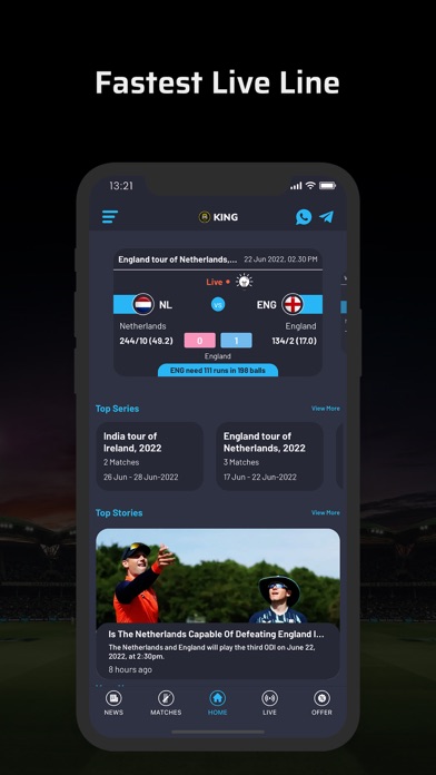 King Cricket Live Line Screenshot
