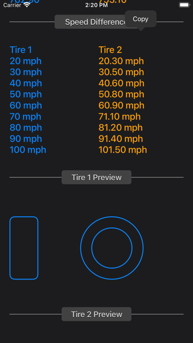 Tire Size Calculator Plus Screenshot