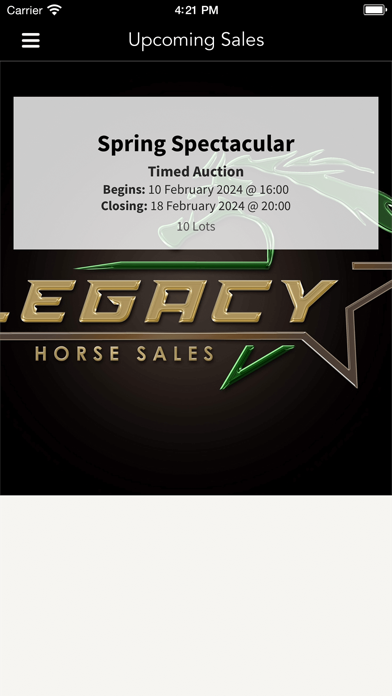 Legacy Horse Sales Screenshot