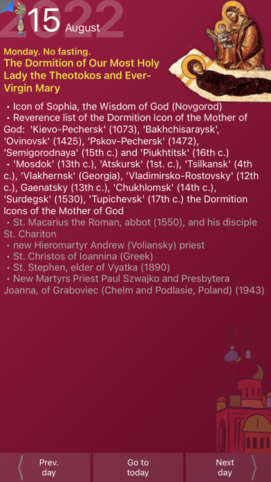 Orthodox Christian Calendar Screenshot