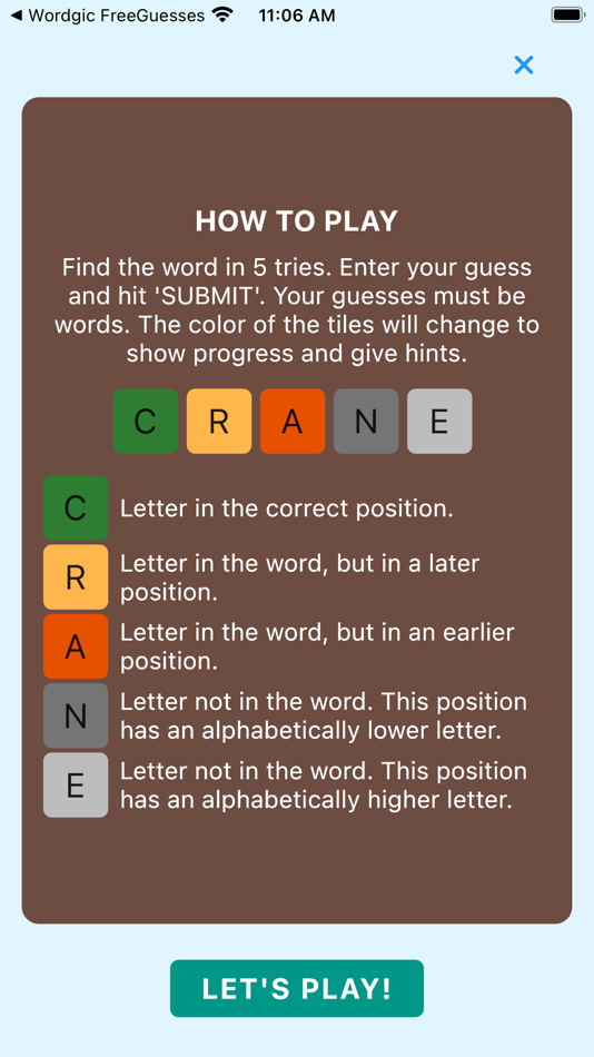 #7. Wordgic - Word Only Guesses (iOS) By: Mnemosynch Inc.