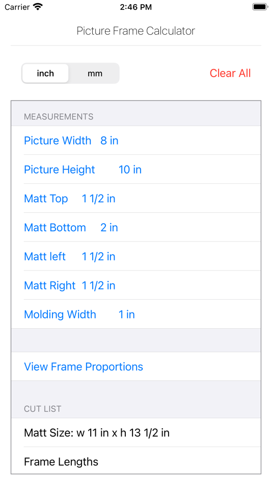 #4. Picture Frame Calculator (iOS) 由: Paul Robbins