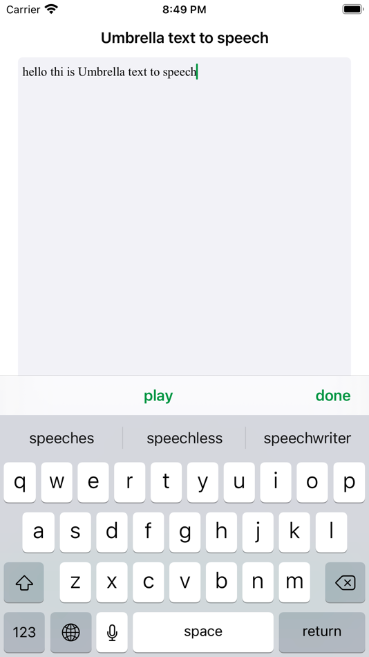 #5. Umbrella text to Speech (iOS) Podle: 溪明 林