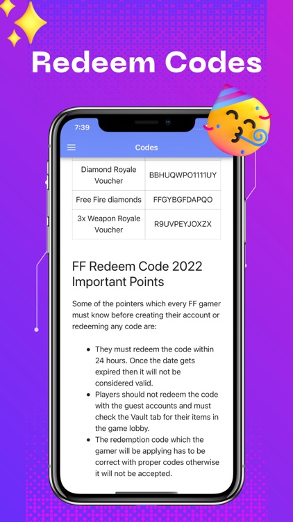 Codes & Diamonds for Garena FF